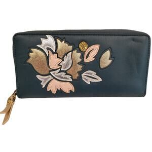 Womens Anne Klein Silver and Gold Floral Print Wallet HTF